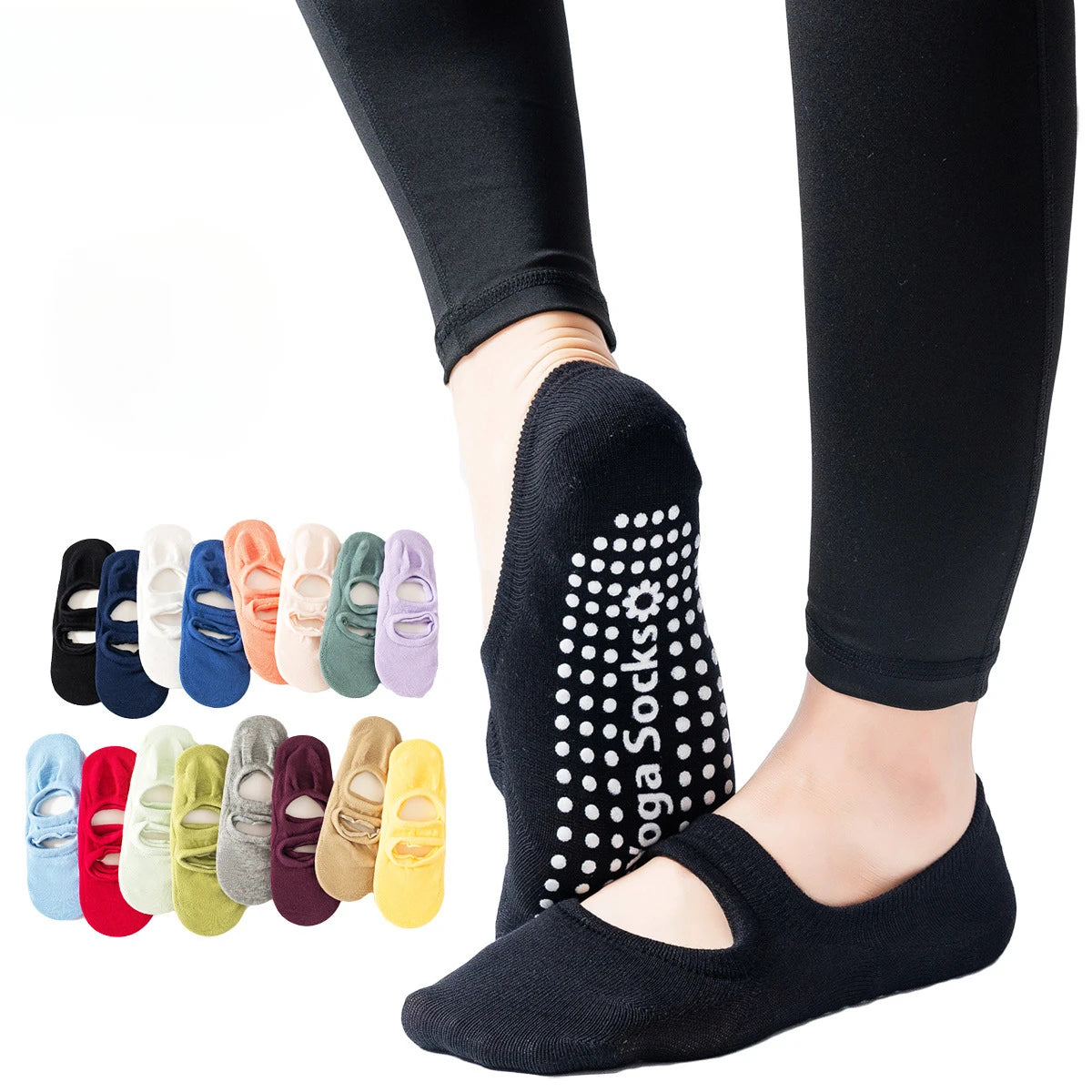 Silicone Non-slip Yoga Socks Women Large Size Backless Breathable Sports Socks Solid Color Cotton Invisible Floor Pilates Socks